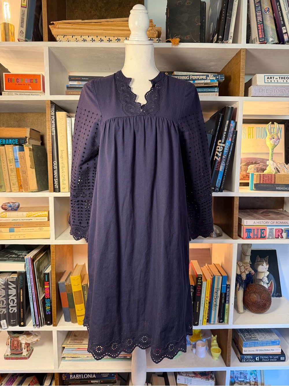 Boden navy eyelet dress